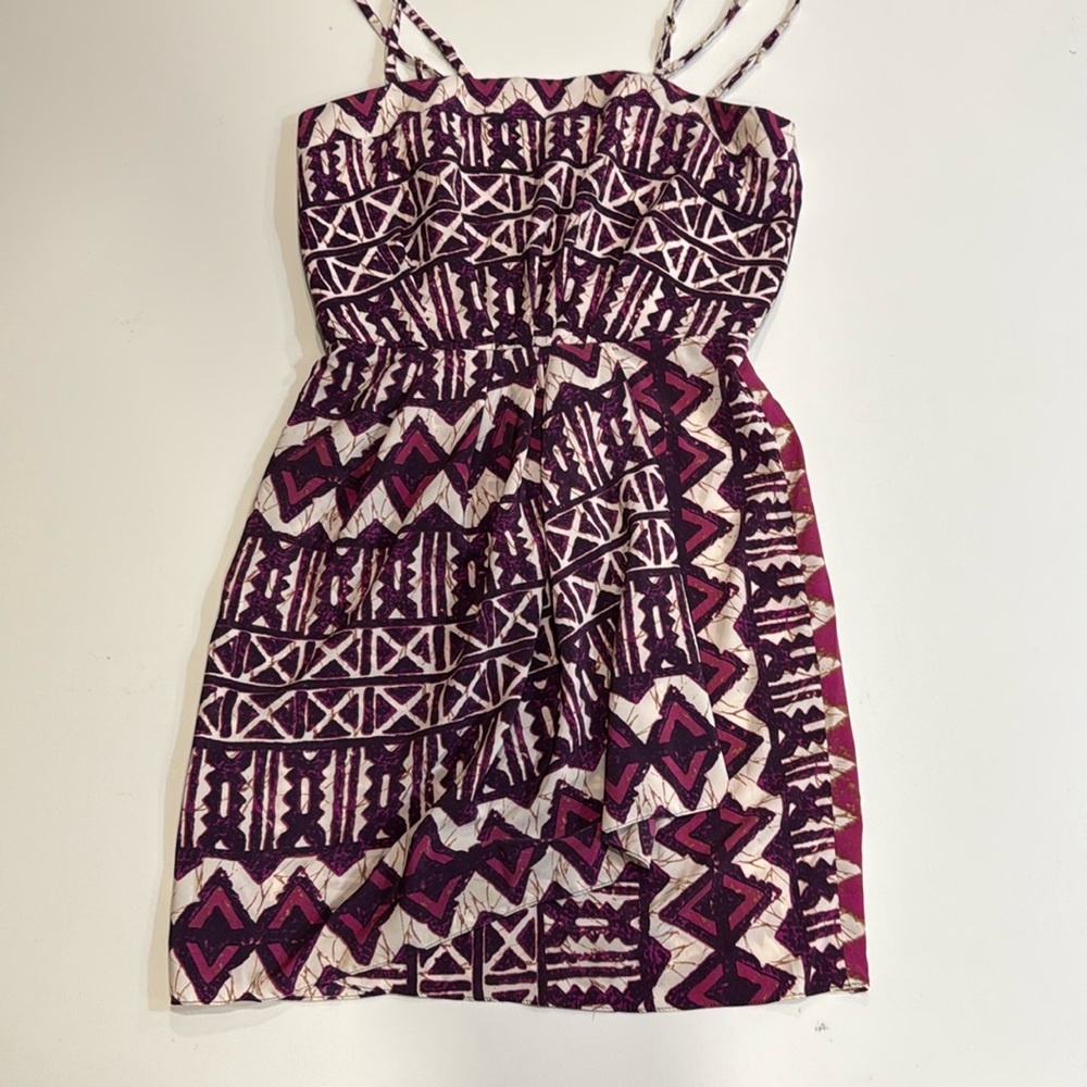 Yoana Baraschi Mini Dress - Fuschia Geometric Pattern - Size 6